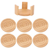 6PCS Bamboo Coaster with Holder Round Cup Mats Pad for Cold Drinks and Hot Beverage Home Supply In Australia - Darrahopens