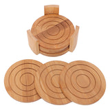 6PCS Bamboo Coaster with Holder Round Cup Mats Pad for Cold Drinks and Hot Beverage Home Supply In Australia - Darrahopens