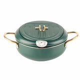 Frying Pot with Thermometer Japanese Stainless Steel Fryer Pan for Induction Cooker Deep Green In Australia - Darrahopens