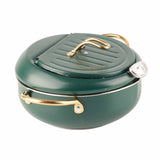 Frying Pot with Thermometer Japanese Stainless Steel Fryer Pan for Induction Cooker Deep Green In Australia - Darrahopens