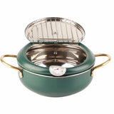 Frying Pot with Thermometer Japanese Stainless Steel Fryer Pan for Induction Cooker Deep Green In Australia - Darrahopens