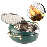 Frying Pot with Thermometer Japanese Stainless Steel Fryer Pan for Induction Cooker Deep Green In Australia - Darrahopens