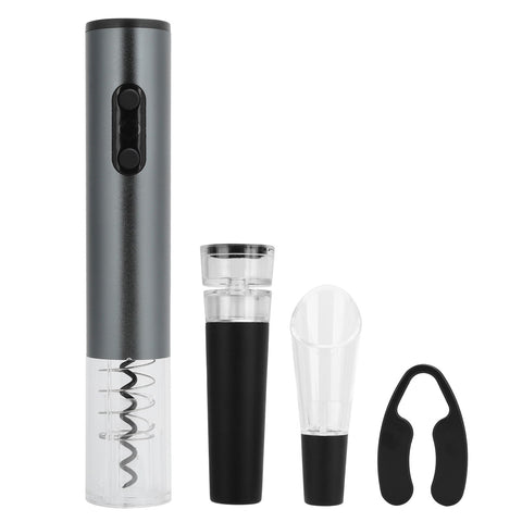 Electric Wine Bottle Opener Automatic Corkscrew W/Foil Cutter Pourer Vacuum StopperSilver Gray In Australia - Darrahopens