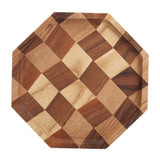 Grid Pattern Wood Plate Fruit Dishes Holder Tea Tray Dessert Dinner Bread Serving Tray24x24cm In Australia - Darrahopens