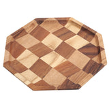 Grid Pattern Wood Plate Fruit Dishes Holder Tea Tray Dessert Dinner Bread Serving Tray24x24cm In Australia - Darrahopens