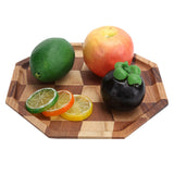 Grid Pattern Wood Plate Fruit Dishes Holder Tea Tray Dessert Dinner Bread Serving Tray24x24cm In Australia - Darrahopens