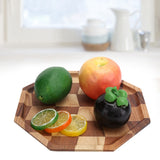 Grid Pattern Wood Plate Fruit Dishes Holder Tea Tray Dessert Dinner Bread Serving Tray24x24cm In Australia - Darrahopens