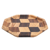 Grid Pattern Wood Plate Fruit Dishes Holder Tea Tray Dessert Dinner Bread Serving Tray20x20cm In Australia - Darrahopens