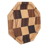 Grid Pattern Wood Plate Fruit Dishes Holder Tea Tray Dessert Dinner Bread Serving Tray20x20cm In Australia - Darrahopens
