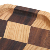 Grid Pattern Wood Plate Fruit Dishes Holder Tea Tray Dessert Dinner Bread Serving Tray20x20cm