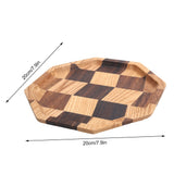 Grid Pattern Wood Plate Fruit Dishes Holder Tea Tray Dessert Dinner Bread Serving Tray20x20cm
