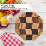 Grid Pattern Wood Plate Fruit Dishes Holder Tea Tray Dessert Dinner Bread Serving Tray20x20cm In Australia - Darrahopens