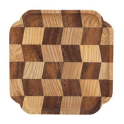 Wooden Pan Tea Tray Dish Bowl Fruit Salad Bread Serving Plate Kitchen Tableware25x25cm In Australia - Darrahopens