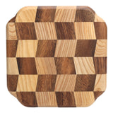 Wooden Pan Tea Tray Dish Bowl Fruit Salad Bread Serving Plate Kitchen Tableware25x25cm