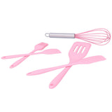 Cooking Spatula Set Silicone Baking Scraper Heat Resistant Egg Beater Kitchen Utensil(Pink )