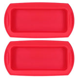 2Pcs Rectangle Silicone Cake Pan Bread Mold Baking Tool 2lb Cake Moulds Accessory Red