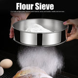 3Pcs Flour Sieve Set 304 Stainless Steel Round Flour Powder Filter Sifter Baking Utensil