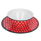4Pcs Salad Dish Set Red Dots Imitation Porcelain Plate Fruit Food Cake Dish Dinnerware for Kitchen