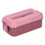 304 Stainless Steel Lunch Box Rectangular Insulated Portable Bento Box with HandleSingle Layer 700ml