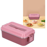 304 Stainless Steel Lunch Box Rectangular Insulated Portable Bento Box with HandleSingle Layer 700ml