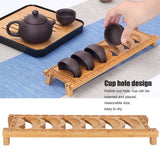 Bamboo Teacup Holder Shelf Tea Cup Draining Rack Organizer Tea Ceremony Accessories6 Grid