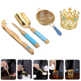 Tea Ceremony Set 304 Stainless Steel Tea Spoon Needle Clip Filter Kit Kung Fu Tea Accessory Gold