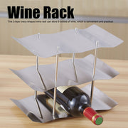 3‑Tier Stainless Steel Wine Rack Freestanding Wavy Wine Holder Display Shelf Kitchen Accessories