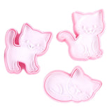 3pcs Cartoon Cat Shaped Cookies Molds DIY Baking Biscuit Mold Set Baking Accessory