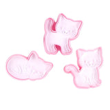 3pcs Cartoon Cat Shaped Cookies Molds DIY Baking Biscuit Mold Set Baking Accessory