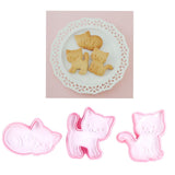3pcs Cartoon Cat Shaped Cookies Molds DIY Baking Biscuit Mold Set Baking Accessory