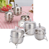 304 Stainless Steel Condiment Pot Spice Container Salt Sugar Box Storage Spice Rack Set