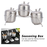 304 Stainless Steel Condiment Pot Spice Container Salt Sugar Box Storage Spice Rack Set