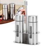 Stainless Steel Condiment Seasoning Container Pots Set with Spice Rack for Dining Room Supplies