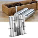 Stainless Steel Condiment Seasoning Container Pots Set with Spice Rack for Dining Room Supplies