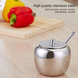 Stainless Steel Sugar Jar Seasoning Jar Spice Container with Lid and Spoon Home Kitchen Tool
