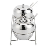 Stainless Steel Condiment Seasoning Containers Pots Set Salt Pepper Sugar Storage Organizers