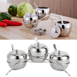 Stainless Steel Condiment Seasoning Containers Pots Set Salt Pepper Sugar Storage Organizers
