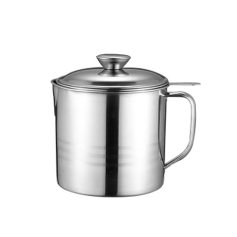 Oil Filter Pot Stainless Steel Food Grade Dust Proof Fine Mesh Grease Strainer Storage Can with Lid for Kitchen1.8L (410) With Plate Cup Handle In Australia - Darrahopens