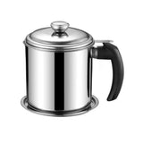 Oil Filter Pot Stainless Steel Food Grade Dust Proof Fine Mesh Grease Strainer Storage Can with Lid for Kitchen1.8L (304) With Plate Electronic Wood Handle In Australia - Darrahopens