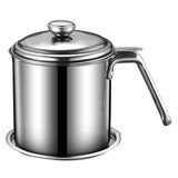 Oil Filter Pot Stainless Steel Food Grade Dust Proof Fine Mesh Grease Strainer Storage Can with Lid for Kitchen1.8L (304) With Plate Line Handle In Australia - Darrahopens