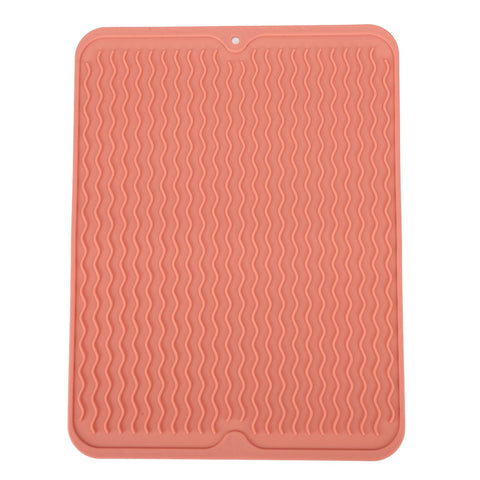 Dish Drying Mat Soft Flexible Rubber Heat Resistant Nonslip BPA Free Eco Friendly Wide Application Dish Drying PadPink