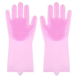 Silicone Gloves with bristles Waterproof Splashproof Oil Proof Soft Elastic Kitchen Dishwashing Silicone Cleaning GlovesPink In Australia - Darrahopens