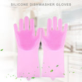 Silicone Gloves with bristles Waterproof Splashproof Oil Proof Soft Elastic Kitchen Dishwashing Silicone Cleaning GlovesPink In Australia - Darrahopens