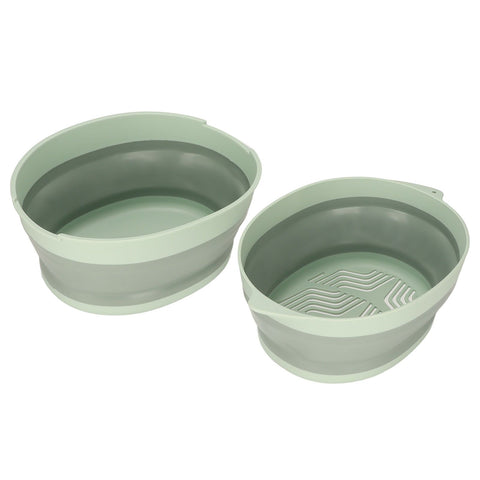 Double Layer Drain Basket Separate Design Foldable Portable Fruit Vegetable Storage Basket for Kitchen Outdoor Travel Green Small In Australia - Darrahopens