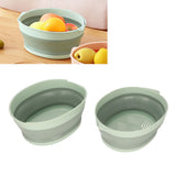 Double Layer Drain Basket Separate Design Foldable Portable Fruit Vegetable Storage Basket for Kitchen Outdoor Travel Green Small