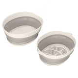 Double Layer Drain Basket Separate Design Foldable Portable Fruit Vegetable Storage Basket for Kitchen Outdoor Travel Gray White Small In Australia - Darrahopens