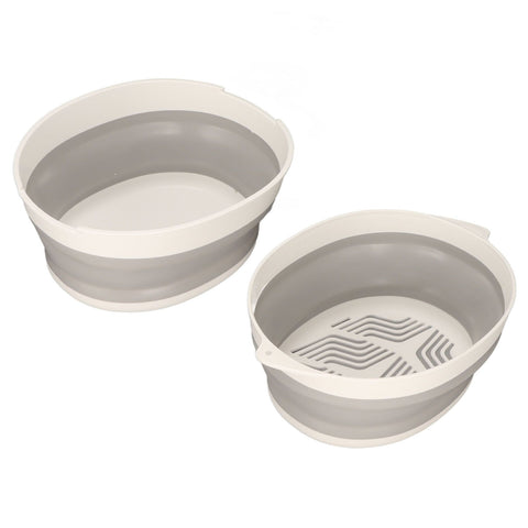 Double Layer Drain Basket Separate Design Foldable Portable Fruit Vegetable Storage Basket for Kitchen Outdoor Travel Gray White Small In Australia - Darrahopens