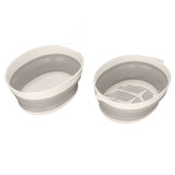 Double Layer Drain Basket Separate Design Foldable Portable Fruit Vegetable Storage Basket for Kitchen Outdoor Travel Gray White Small