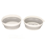 Double Layer Drain Basket Separate Design Foldable Portable Fruit Vegetable Storage Basket for Kitchen Outdoor Travel Gray White Small