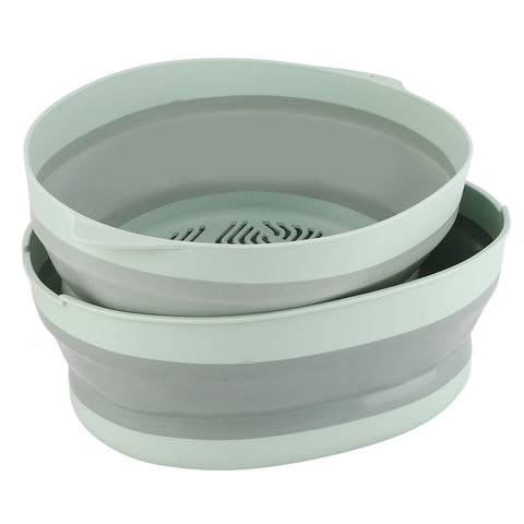 Double Layer Drain Basket Separate Design Foldable Portable Fruit Vegetable Storage Basket for Kitchen Outdoor Travel Green Large In Australia - Darrahopens